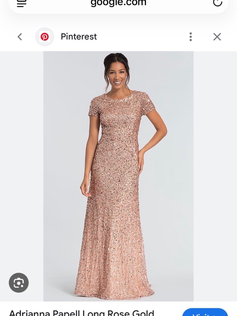 Adrianna Papell gown floor length sequin rose gold NWT - Picture 4 of 4